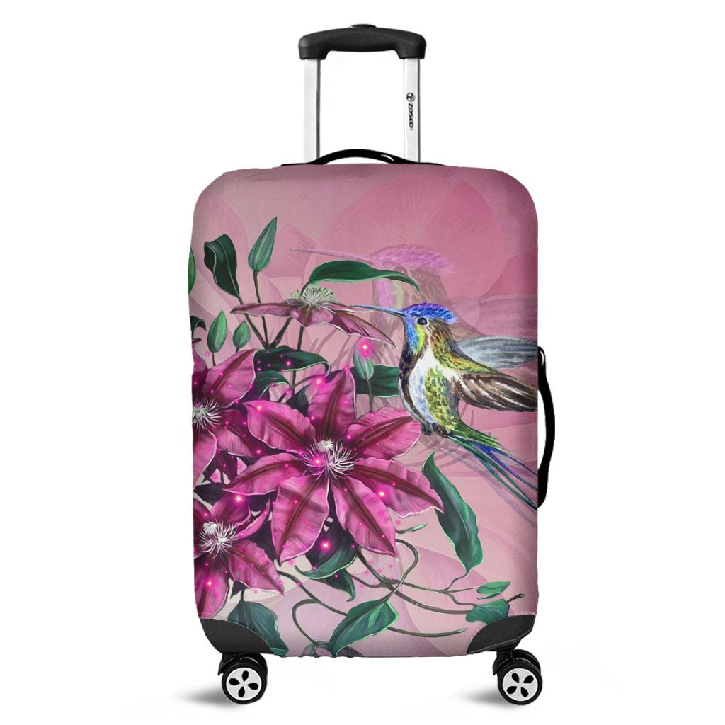 Hawaii Clematis Humming Bird Luggage Covers - AH Black - Polynesian Pride