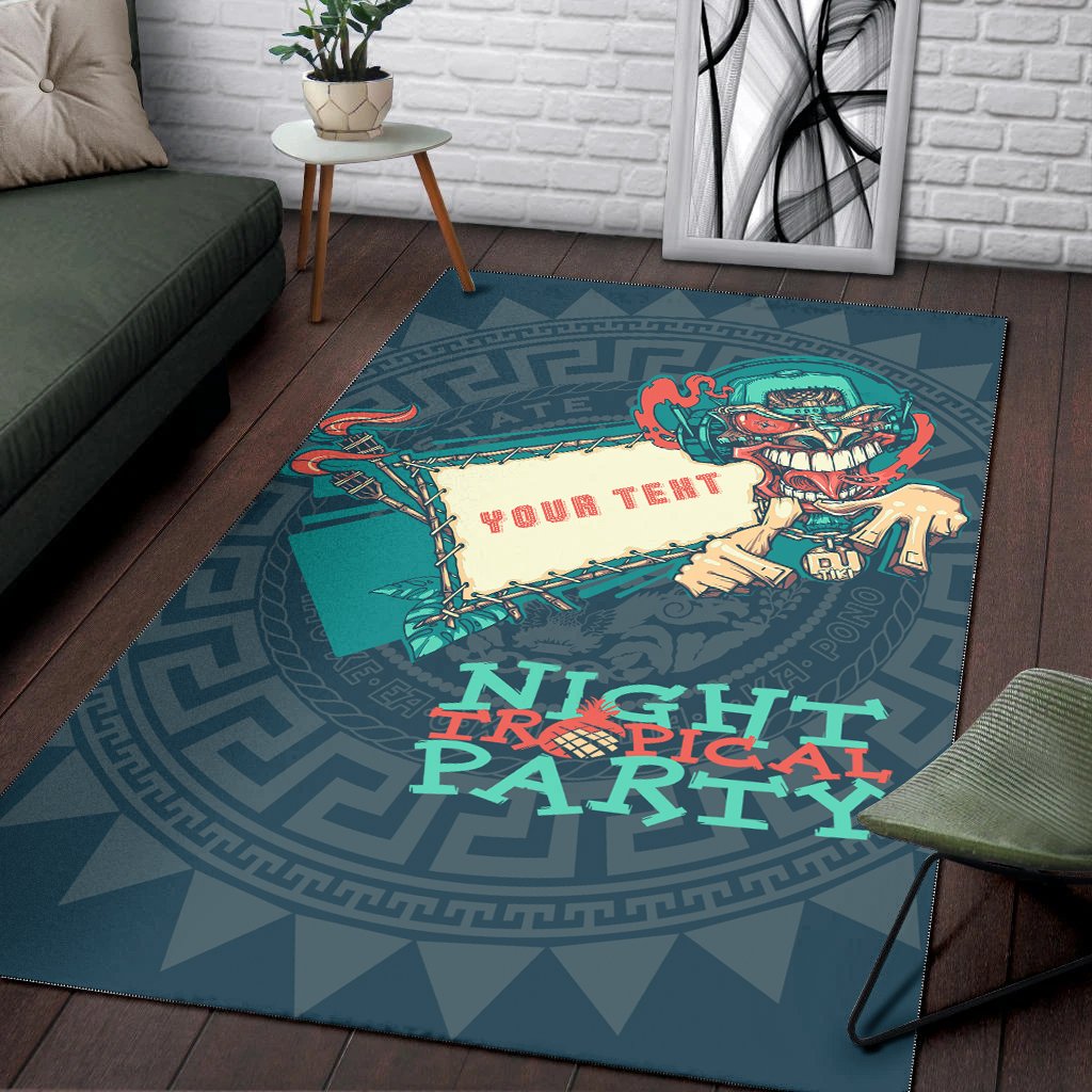 Hawaii Custom Personalized Area Rug - Tiki DJ Party Green - Polynesian Pride