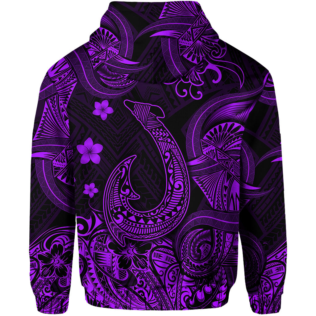 Hawaii Fish Hook Polynesian Zip Hoodie Unique Style Purple LT8 - Polynesian Pride