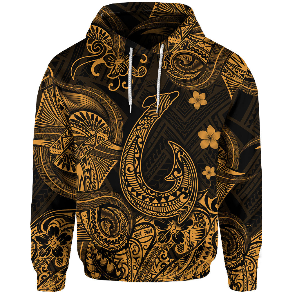 Custom Hawaii Fish Hook Polynesian Hoodie Unique Style Gold LT8 Gold - Polynesian Pride