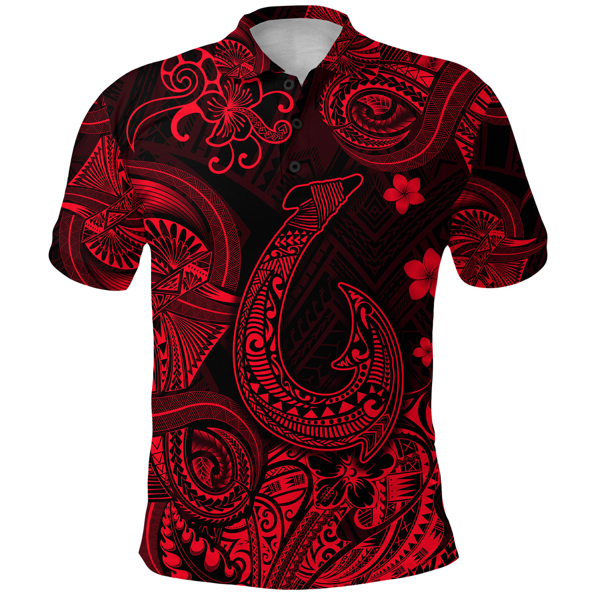 Hawaii Fish Hook Polynesian Polo Shirt Unique Style Red LT8 Unisex Red - Polynesian Pride