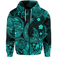 Custom Hawaii Fish Hook Polynesian Zip Hoodie Unique Style Turquoise LT8 Turquoise - Polynesian Pride