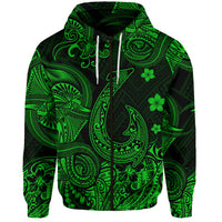 Custom Hawaii Fish Hook Polynesian Zip Hoodie Unique Style Green LT8 Green - Polynesian Pride