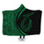 Hawaii Fish Hook Polynesian Hooded Blanket - Circle Style Green - AH Hooded Blanket White - Polynesian Pride