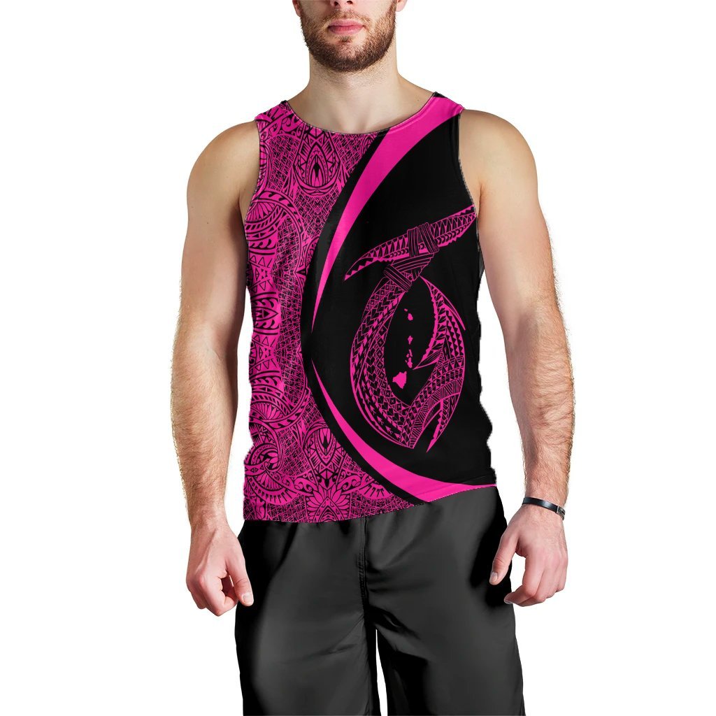 Hawaii Fish Hook Polynesian Tank Top - Circle Style Pink - AH Black - Polynesian Pride