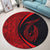 Hawaii Fish Hook Polynesian Round Carpet - Circle Style Red - AH - Polynesian Pride