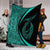 Hawaii Fish Hook Polynesian Premium Blankets - Circle Style Turquoise - AH - Polynesian Pride