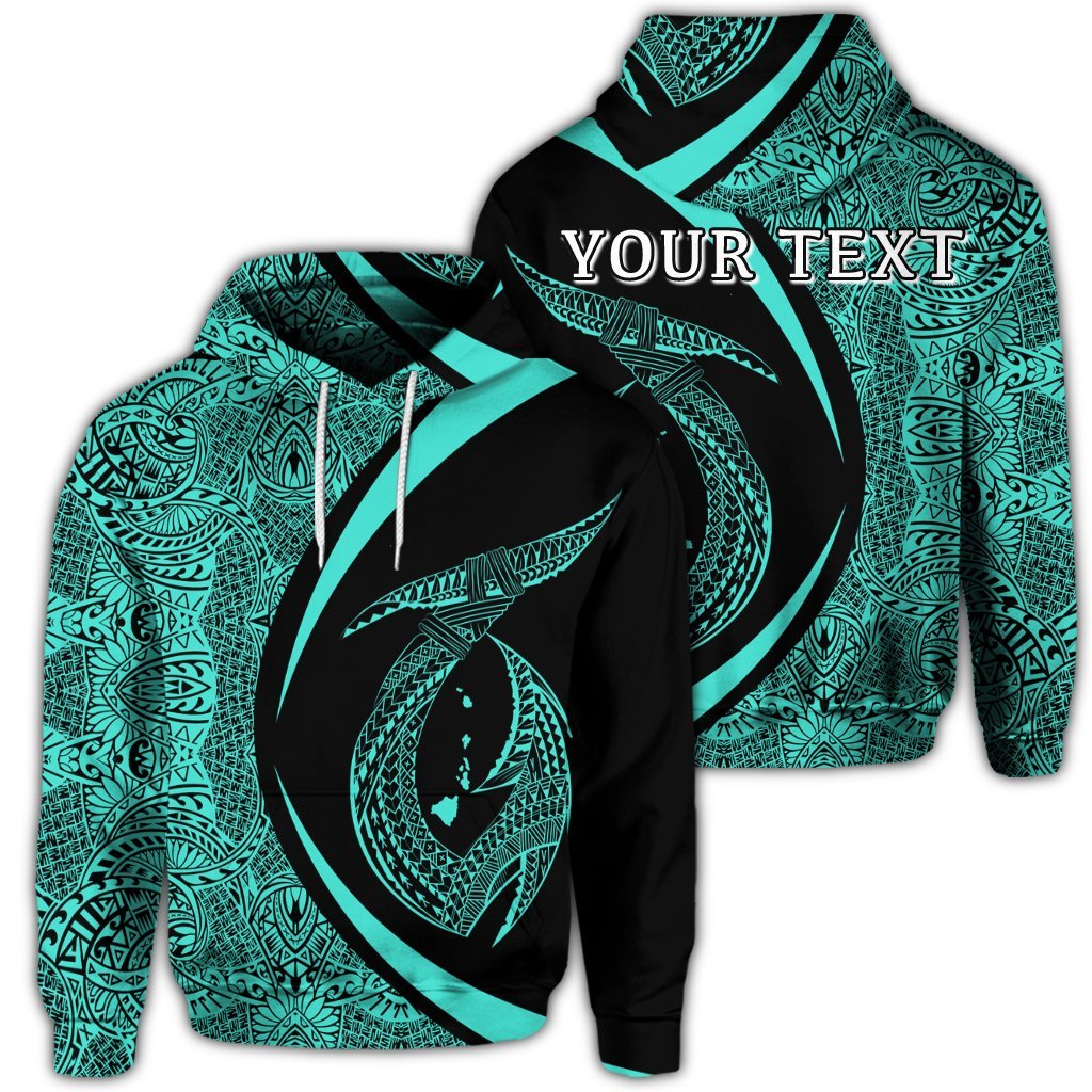 Custom Hawaii Fish Hook Polynesian Hoodie Circle Style Turquoise Unisex Art - Polynesian Pride