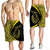 Hawaii Fish Hook Polynesian Men's Shorts - Circle Style Yellow - AH - Polynesian Pride