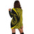 Hawaii Fish Hook Polynesian Hoodie Dress - Circle Style Yellow - AH - Polynesian Pride