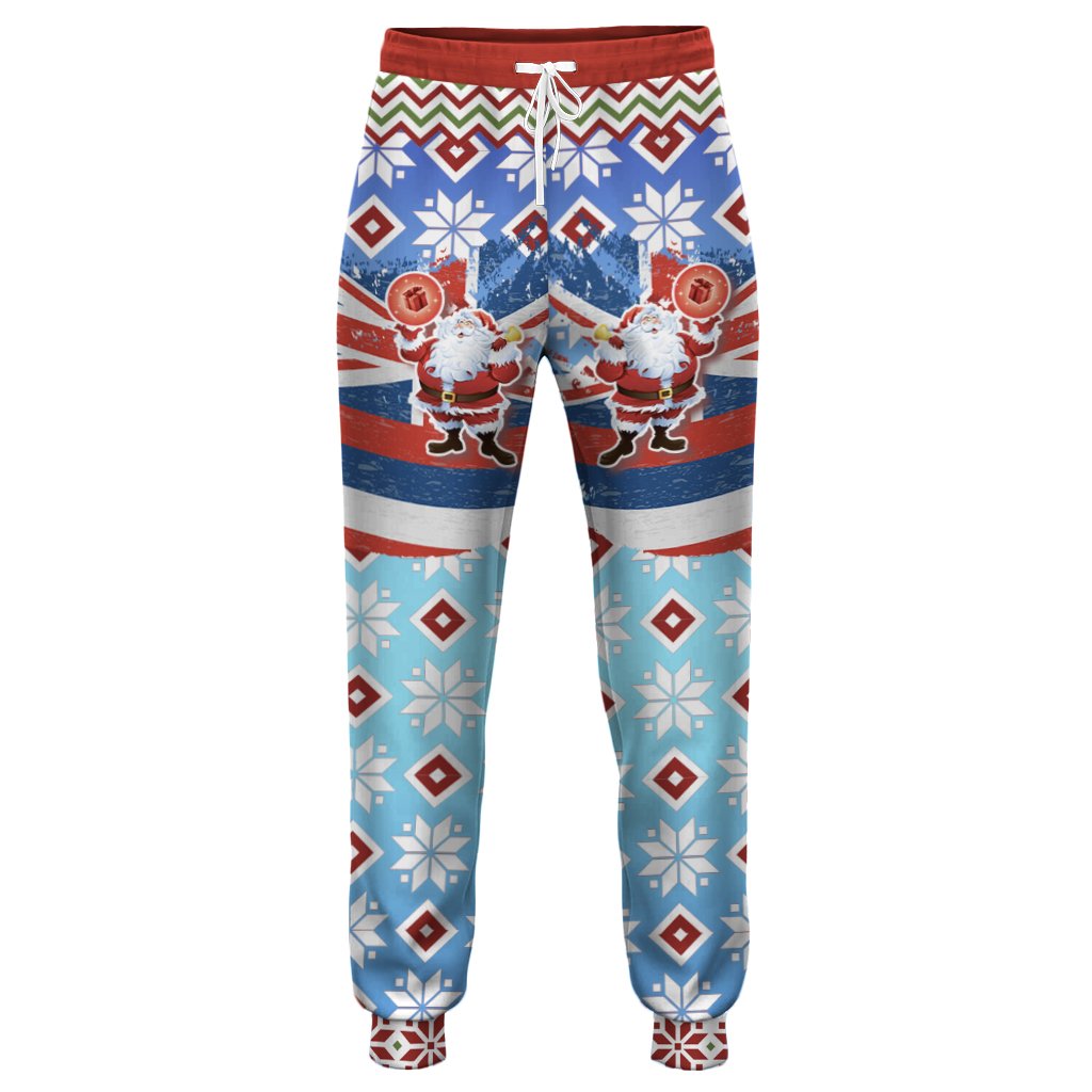 Hawaii Flag Santa Claus Pattern Christmas Jogger Pants - Noel Style - AH Blue - Polynesian Pride