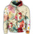 Hawaii Floral Turtle Zip Hoodie Beige - Polynesian Pride