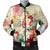 Hawaii Floral Turtle Bomber Jacket - Beige - AH Black Unisex - Polynesian Pride