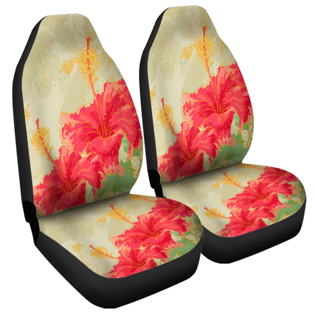 Hawaii Flower Hibiscus Car Seat Covers - AH Universal Fit Black - Polynesian Pride