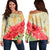 Hawaii Flower Hibiscus Women's Off Shoulder Sweater - AH Black - Polynesian Pride