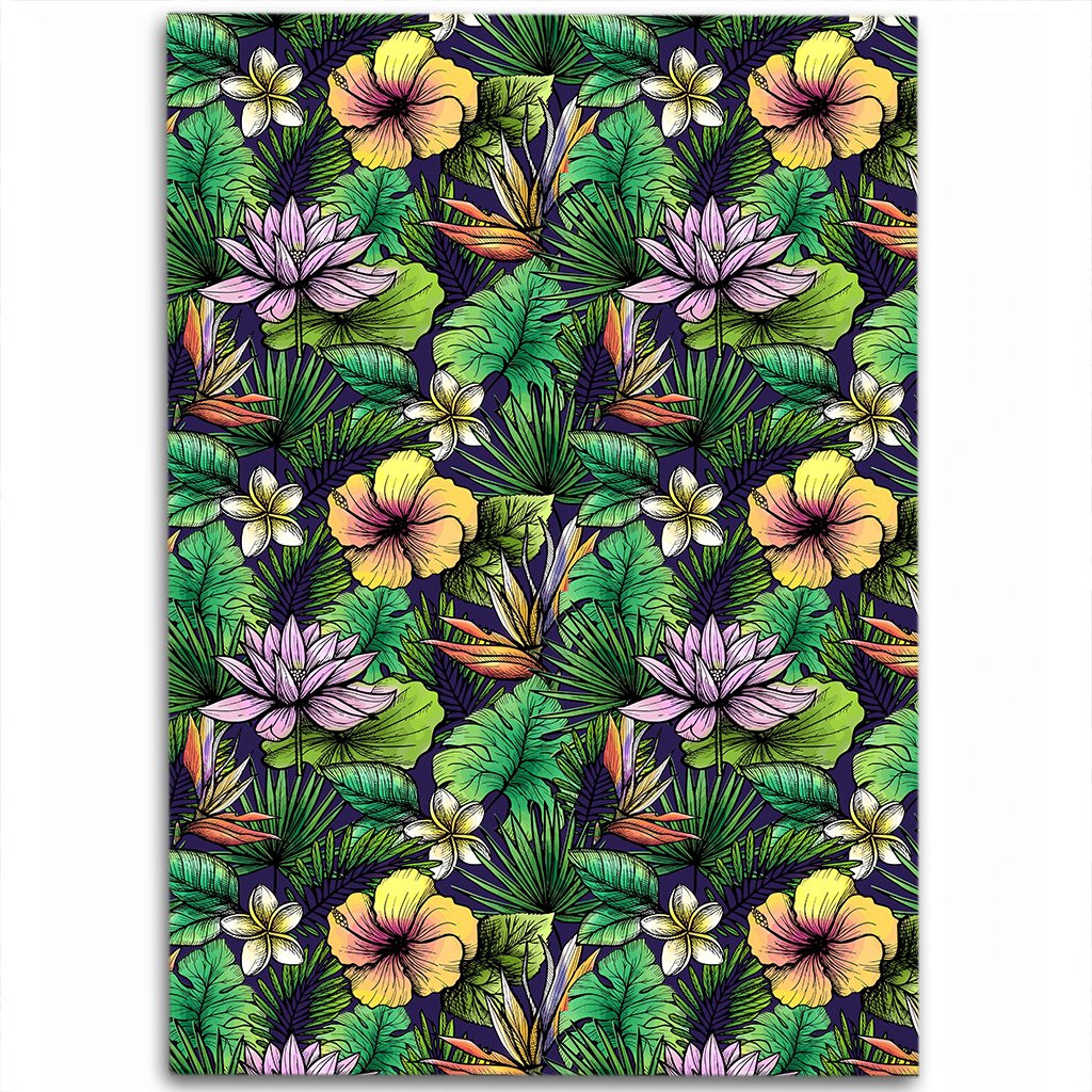 Hawaii Hibiscus And Plumeria Green Area Rug - AH Luxurious - Polynesian Pride