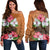 Hawaii Hibiscus Flower Polynesia Women's Off Shoulder Sweater - AH Black - Polynesian Pride