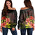 Hawaii Hibiscus Tree Women's Off Shoulder Sweater - AH Black - Polynesian Pride