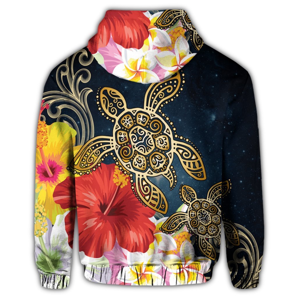 Hawaii Honu Hibiscus Galaxy Zip Hoodie - Polynesian Pride