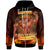 Hawaii Zip up Hoodie The Fire Knife Dance Unisex Black - Polynesian Pride