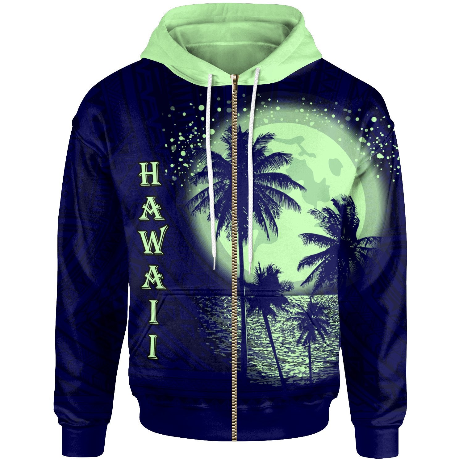 Hawaii Zip up Hoodie The Sea At Night Zip Hoodie Blue - Polynesian Pride