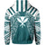 Hawaii Kanaka Football Jersey Polynesian Hoodie Zip Cyan & White Victor Style - Polynesian Pride