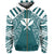 Hawaii Kanaka Football Jersey Polynesian Hoodie Zip Cyan & White Victor Style - Polynesian Pride