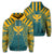 Hawaii Kanaka Football Jersey Polynesian Hoodie Zip Cyan & Yellow Victor Style Unisex Cyan - Polynesian Pride