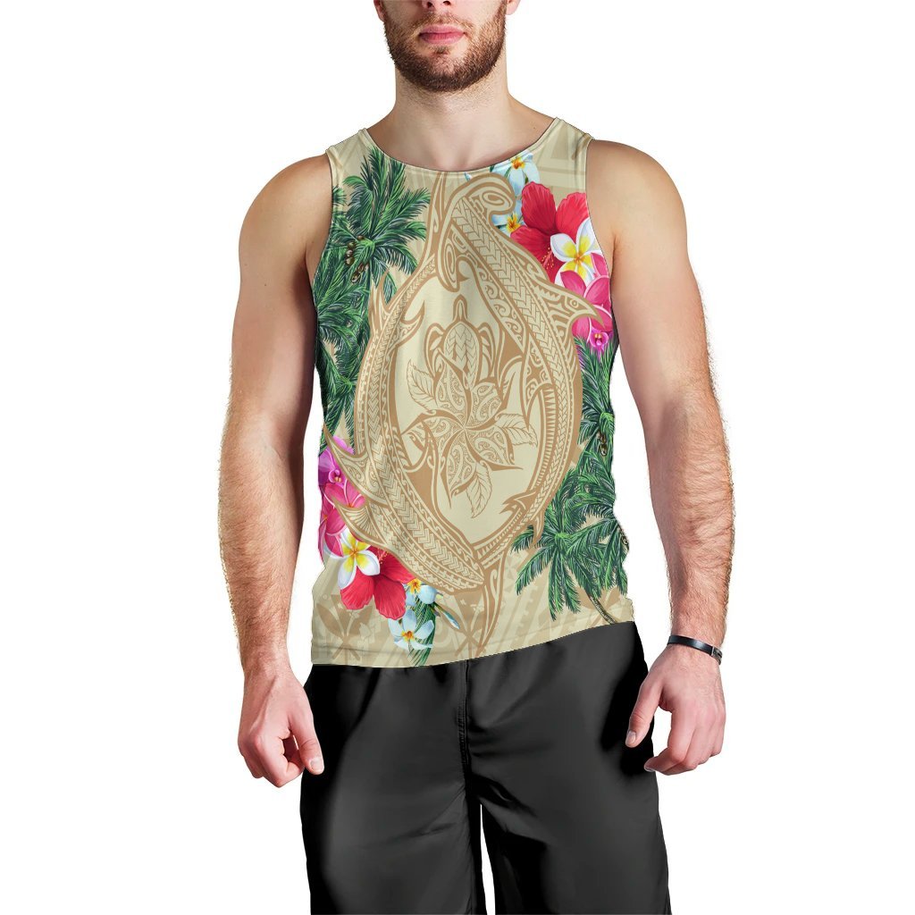 Hawaii Kanaka Maoli Palm Trees Turtle And Sharks Tank Top - AH Black - Polynesian Pride