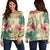 Hawaii Kanaka Maoli Plumeria Palm Trees Hammer Shark Women's Off Shoulder Sweater - AH Black - Polynesian Pride