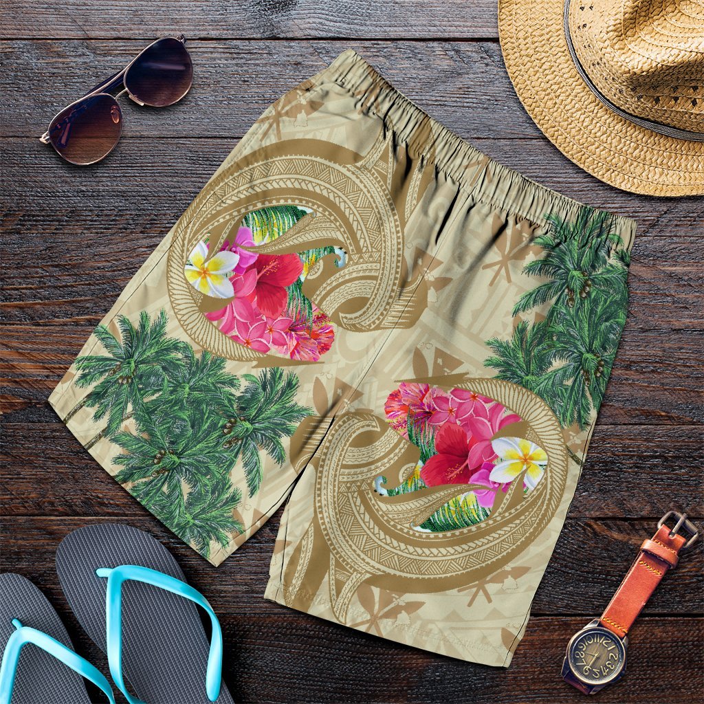 Hawaii Kanaka Maoli Plumeria Palm Trees Hammer Shark Men's Shorts - AH Art - Polynesian Pride