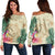 Hawaii Kanaka Maoli Polynesian Flowers Turtle Women's Off Shoulder Sweater - AH Black - Polynesian Pride