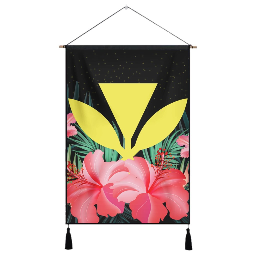 Hawaii Kanaka Tropical Hibiscus Hanging Poster - AH Hanging Poster Cotton And Linen - Polynesian Pride