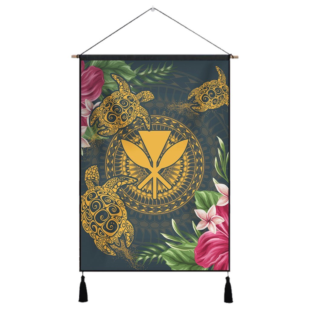 Hawaii Kanaka Turtle Hibiscus Plumerian Polynesia Hanging Poster - Alena Style - AH Hanging Poster Cotton And Linen - Polynesian Pride