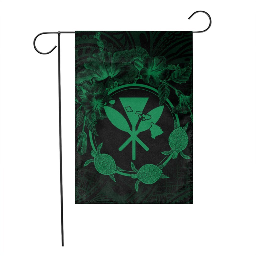 Hawaii Kanaka Turtle Hibiscus Polynesian Flag - Anthea Style Green - AH - Polynesian Pride