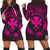 Hawaii Kanaka Turtle Hibiscus Polynesian Hoodie Dress - Anthea Style Pink - AH Black - Polynesian Pride