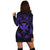 Hawaii Kanaka Turtle Hibiscus Polynesian Hoodie Dress - Anthea Style Purple - AH - Polynesian Pride