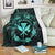 Hawaii Kanaka Turtle Hibiscus Polynesian Premium Blankets - Anthea Style Turquoise - AH White - Polynesian Pride