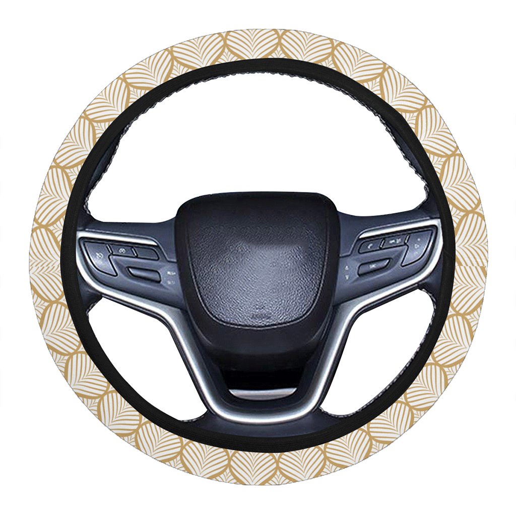 Hawaii Leaves Seamless Pattern Hawaii Universal Steering Wheel Cover with Elastic Edge One Size Blue Steering Wheel Cover - Polynesian Pride