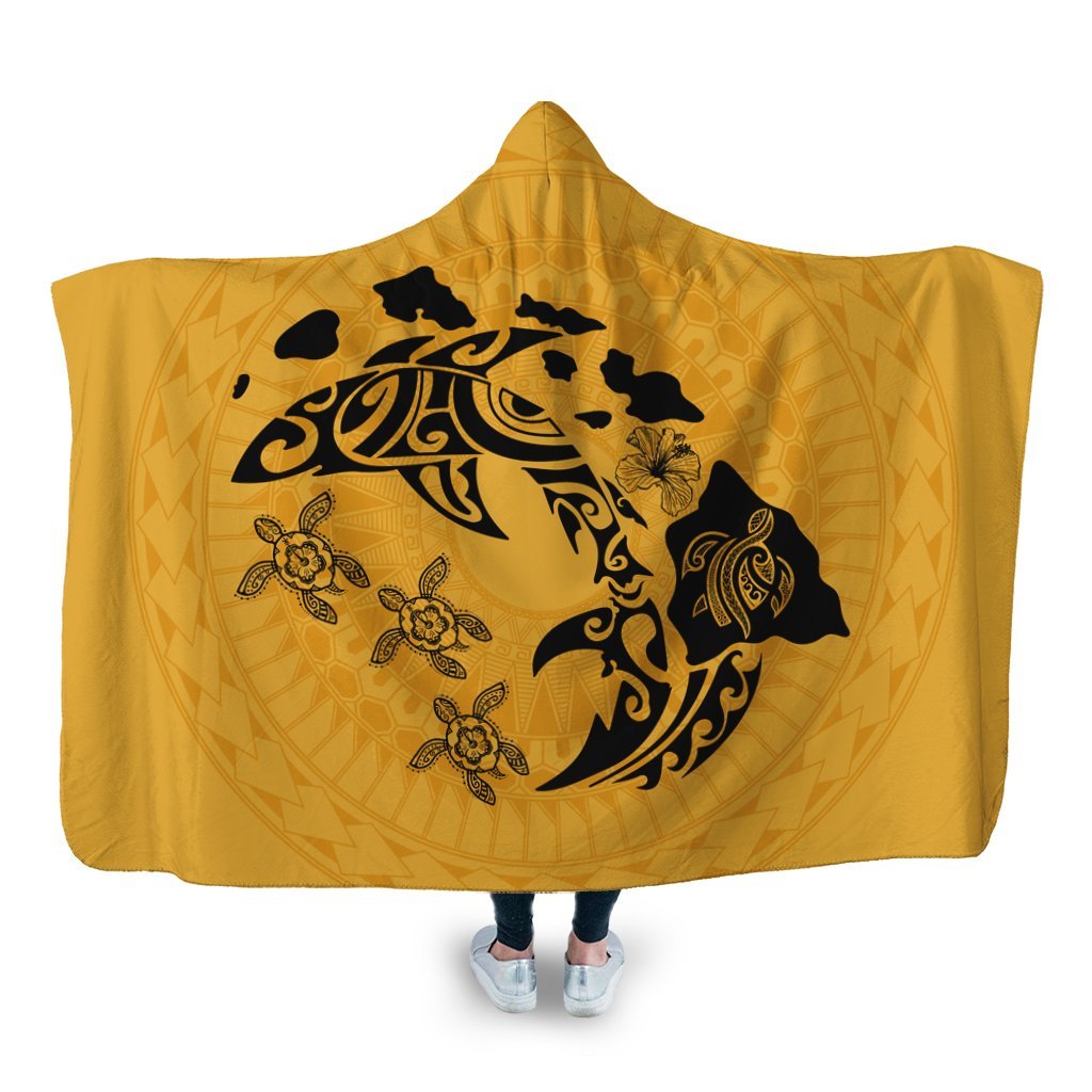 Hawaii Love Animal Polynesian Hooded Blanket - AH Hooded Blanket White - Polynesian Pride