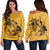 Hawaii Love Animal Polynesian Women's Off Shoulder Sweater - AH Black - Polynesian Pride