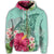 Hawaii Manta Ray Tropical Hibiscus Plumeria Zip Hoodie - Polynesian Pride