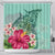 Hawaii Manta Ray Tropical Hibiscus Plumeria Shower Curtain - AH 177 x 172 (cm) Black - Polynesian Pride