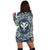 Hawaii Map Classic Floral Hoodie Dress Blue - AH - Polynesian Pride