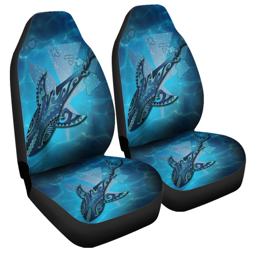 Hawaii Map Kanaka Galaxy Shark Car Seat Covers - AH Universal Fit Black - Polynesian Pride