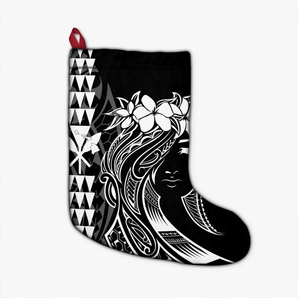 Hawaii Map Kanaka Polynesian Hula Girl Christmas Stocking - AH - J5R Christmas Stocking 26 X 42 cm Black - Polynesian Pride