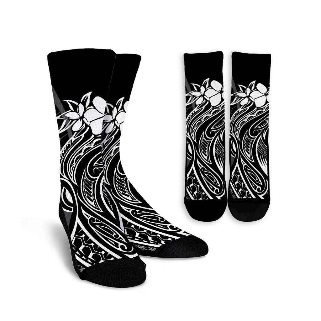 Hawaii Map Kanaka Polynesian Hula Girl Crew Socks - AH - J5R Crew Socks White - Polynesian Pride