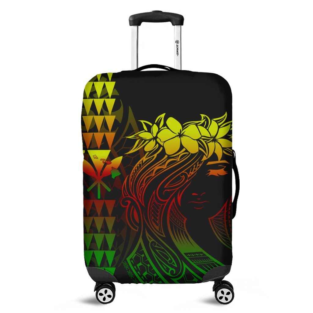 Hawaii Map Kanaka Polynesian Hula Girl Luggage Covers Reggae - AH - J5C Black - Polynesian Pride