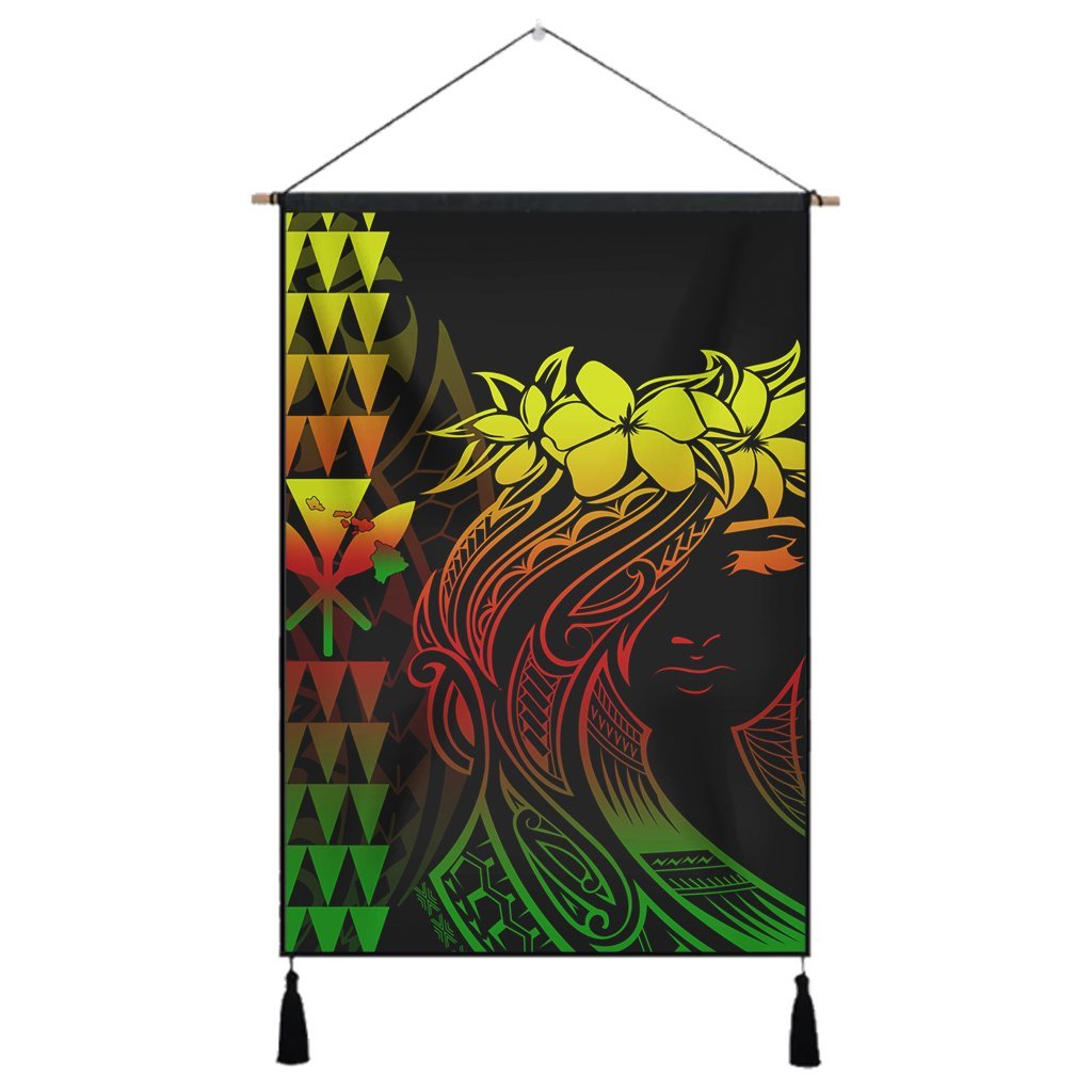 Hawaii Map Kanaka Polynesian Hula Girl Hanging Poster Reggae - AH - J5R Hanging Poster Cotton And Linen - Polynesian Pride