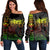 Hawaii Map Kanaka Polynesian Hula Girl Women's Off Shoulder Sweater Reggae - AH - J5R Black - Polynesian Pride